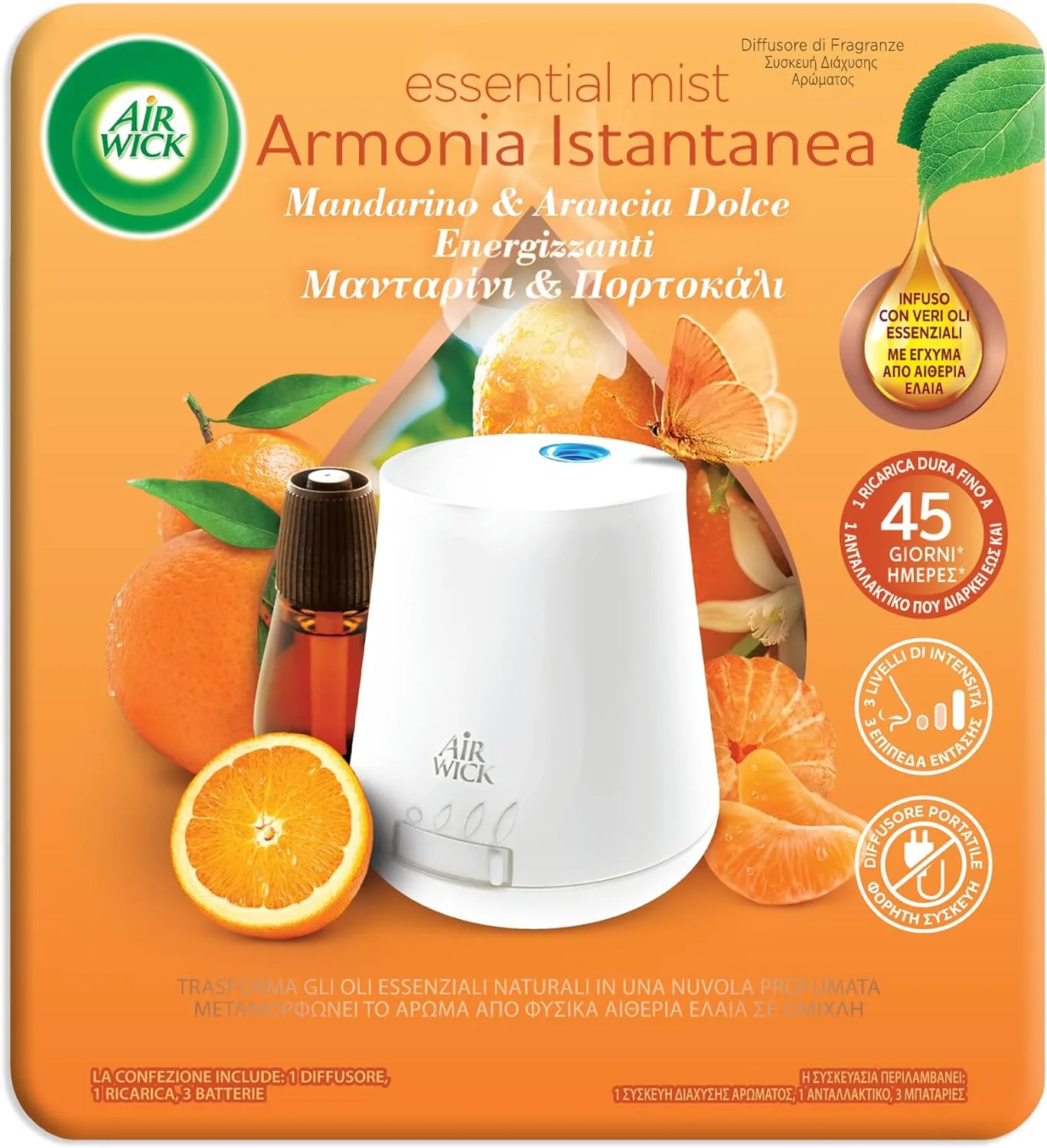 Airwick Armonia Istantanea 1 Diffusore di Oli Essenziali + 1 Ricarica Arancia (1)