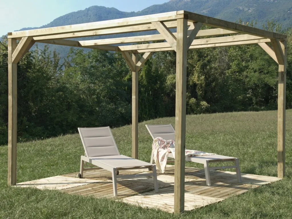 Pergola Ponza 300X300 Legno di Pino Massello impregnato in autoclave (1)