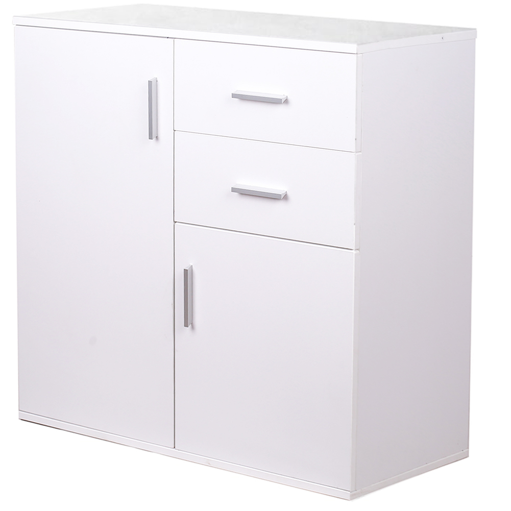 Mobile Madia con Cassetti Ante 2 Ripiani Bianco Mobiletto Credenza Cucina Bagno (1)