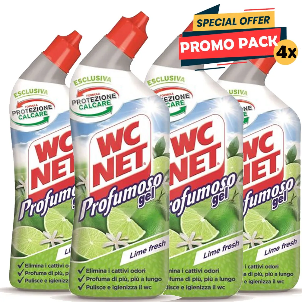 4 x 700 ml Wc Net Profumoso Gel Detergente Liquido per Sanitari Essenza Lime (1)