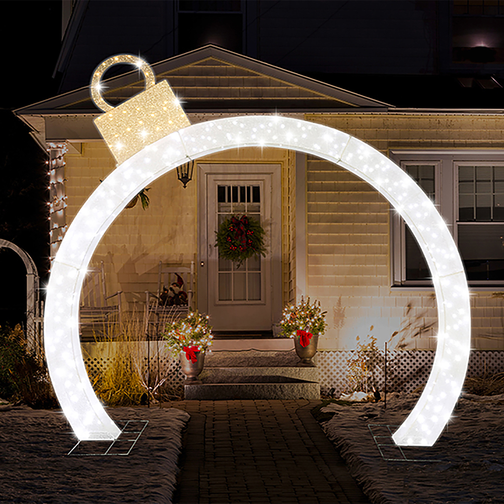 Arco Luminoso Natale Bianco Caldo 300 Led Addobbo da Esterno Bianco Caldo 308cm (1)