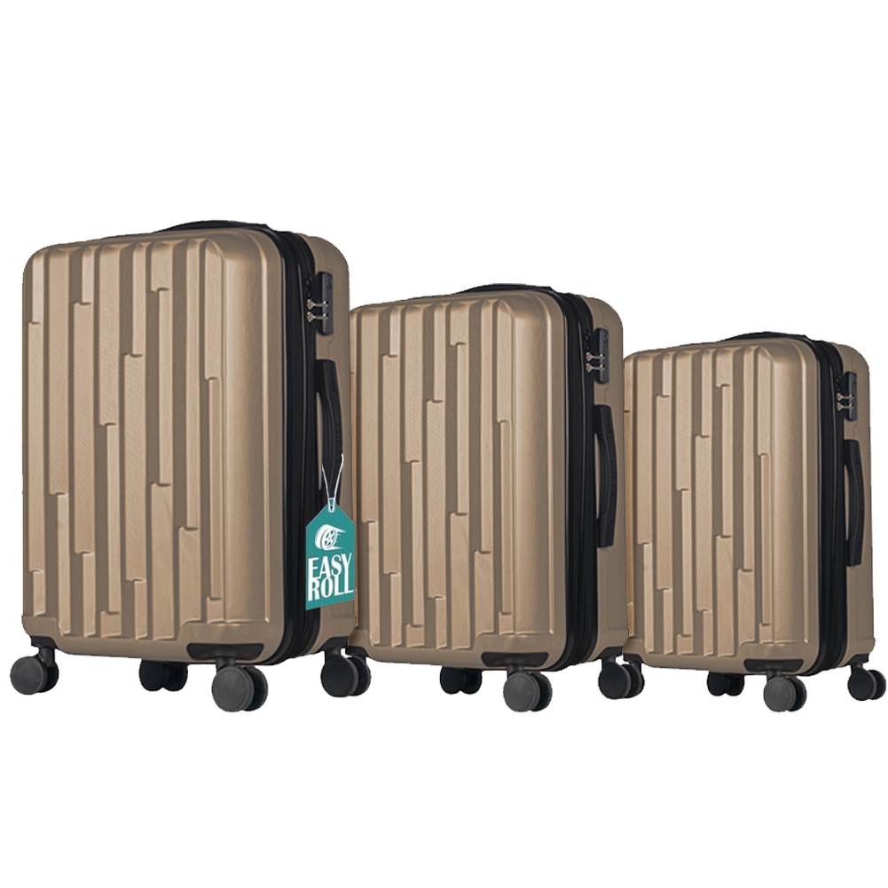 Set 3 Valigie Rigide New York con Ruote Easy Roll Trolley Bagaglio Viaggio Oro (1)