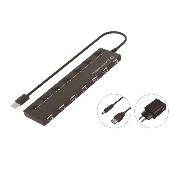 7-PORT USB 2.0 HUB WITH POWER ADAPT