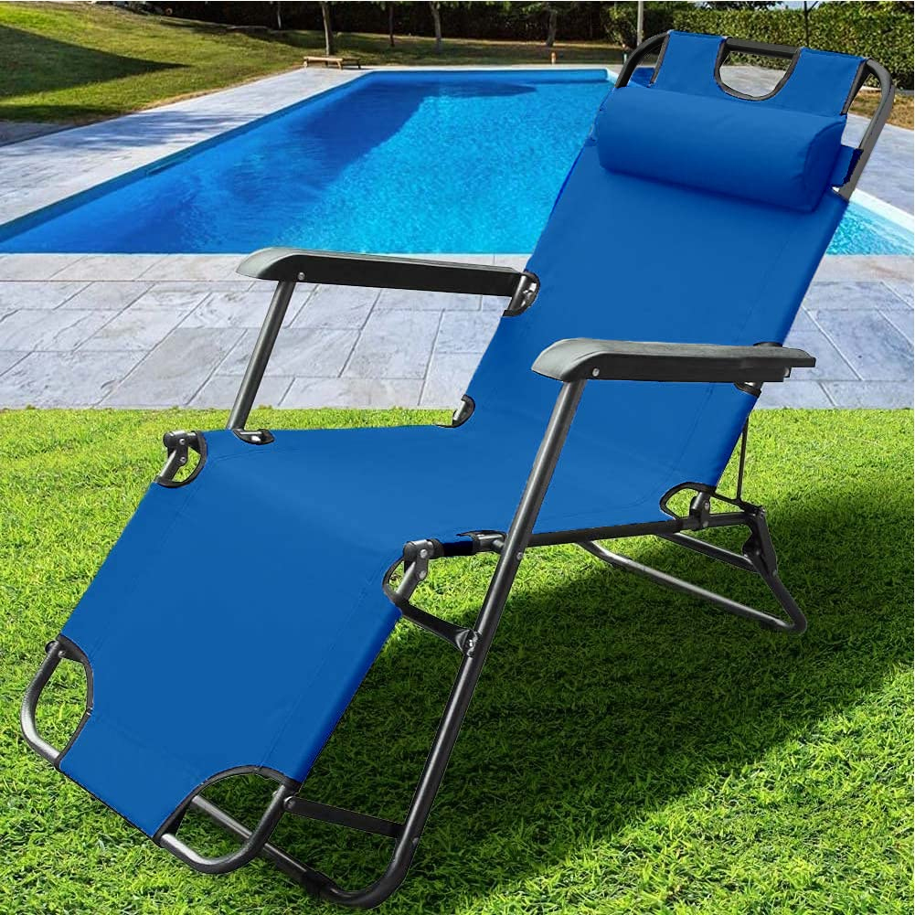 Sedia da Giardino Poltrona Relax Pieghevole Gravita Zero Acciaio Oxford Blu (1)