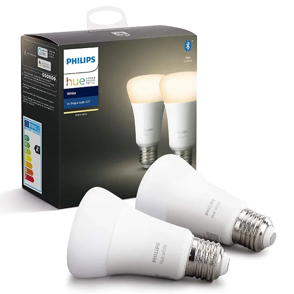 HUE WHITE 2 X LAMP E27 9.5W DLC