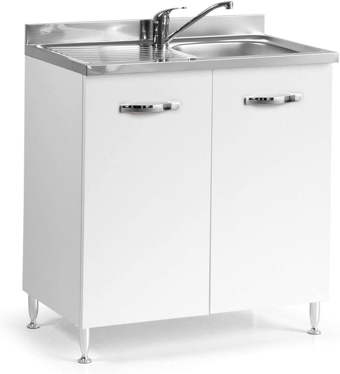 Mobile Mobiletto Sottolavello Per Cucina Componibile Bianco Frassinato 85x50x80 cm (1)