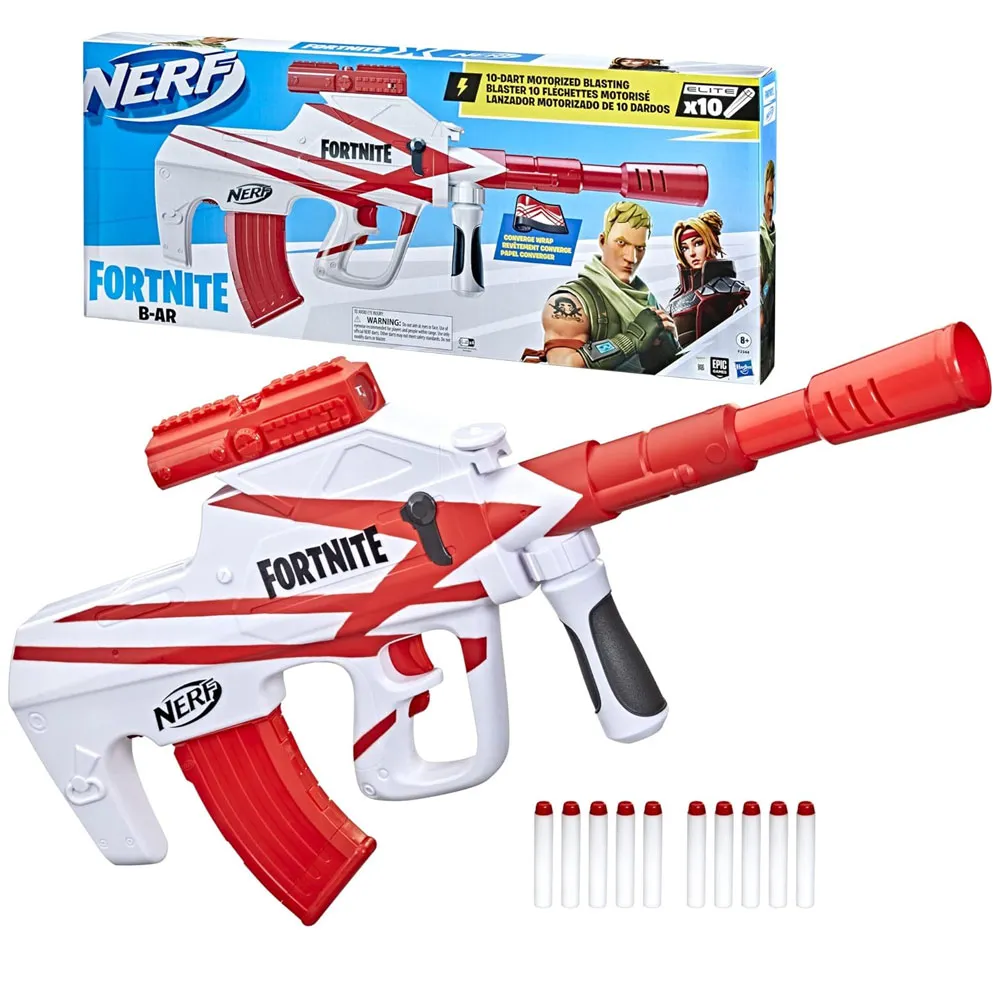 NERF Fucile Pistola Fortnite B-AR Motorized Dart Blaster 10 Elite (1)