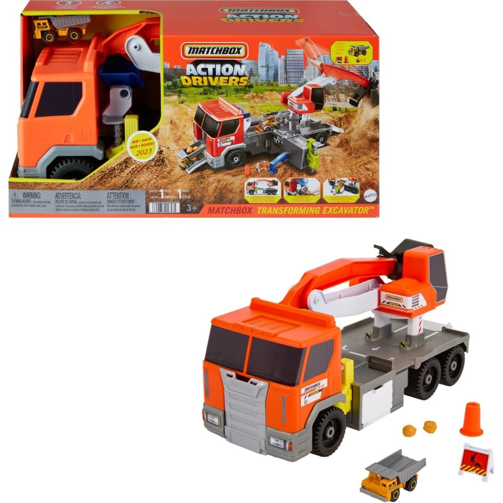 Matchbox Action Drivers Escavatore Trasformabile Playset con Veicolo Truck (1)