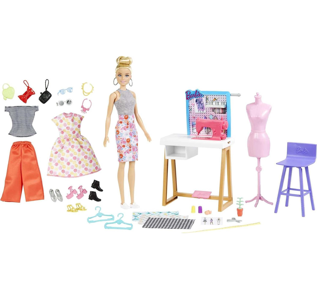 Barbie Playset Atelier con Bambola Stilista Outfit Moda Kit Cucito Idea Regalo (1)