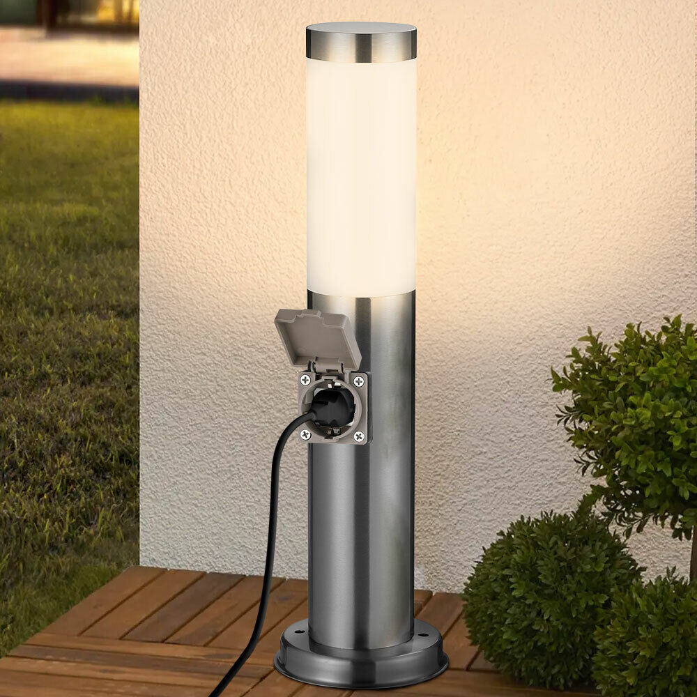 Lampada Paletto Luce Giardino con Presa Shucko Palo Illuminazione Esterno 45 cm (1)