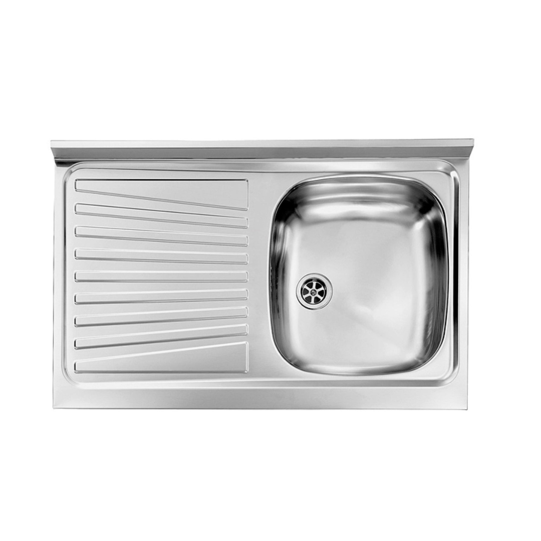 Lavello Da Appoggio Per Cucina 80x50 Cm In Acciaio Inox Vasca dx + Gocciolatoio (1)