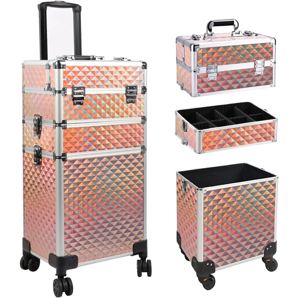 Trolley Makeup 3in1 Valigetta Oro Trucco Estetista Beauty Case Ruote Staccabili (1)