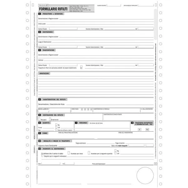 CF250 FORMULARIO RIFIUTI MOD. CONT