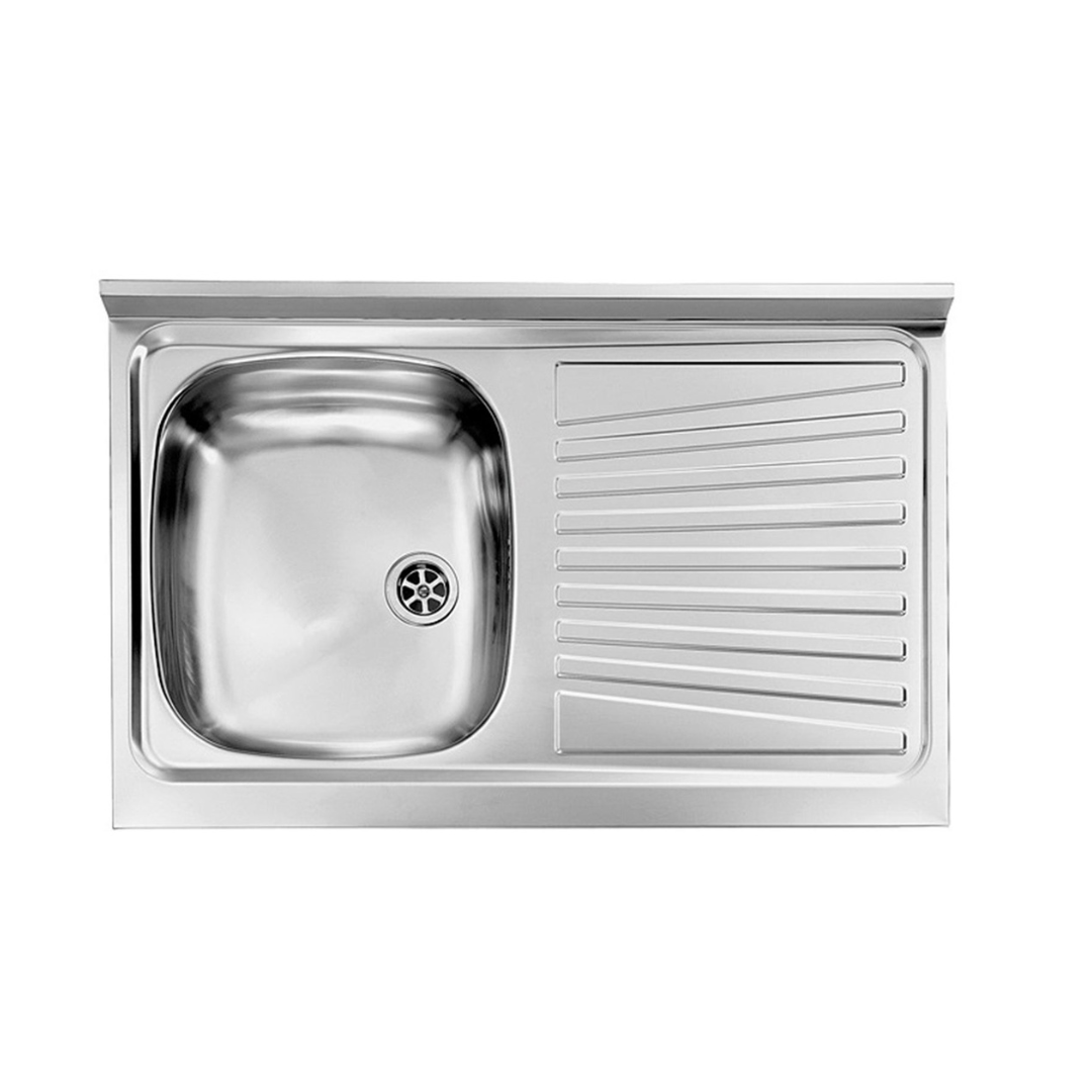 Lavello Da Appoggio Per Cucina 80x50 Cm In Acciaio Inox Vasca SX + Gocciolatoio (1)