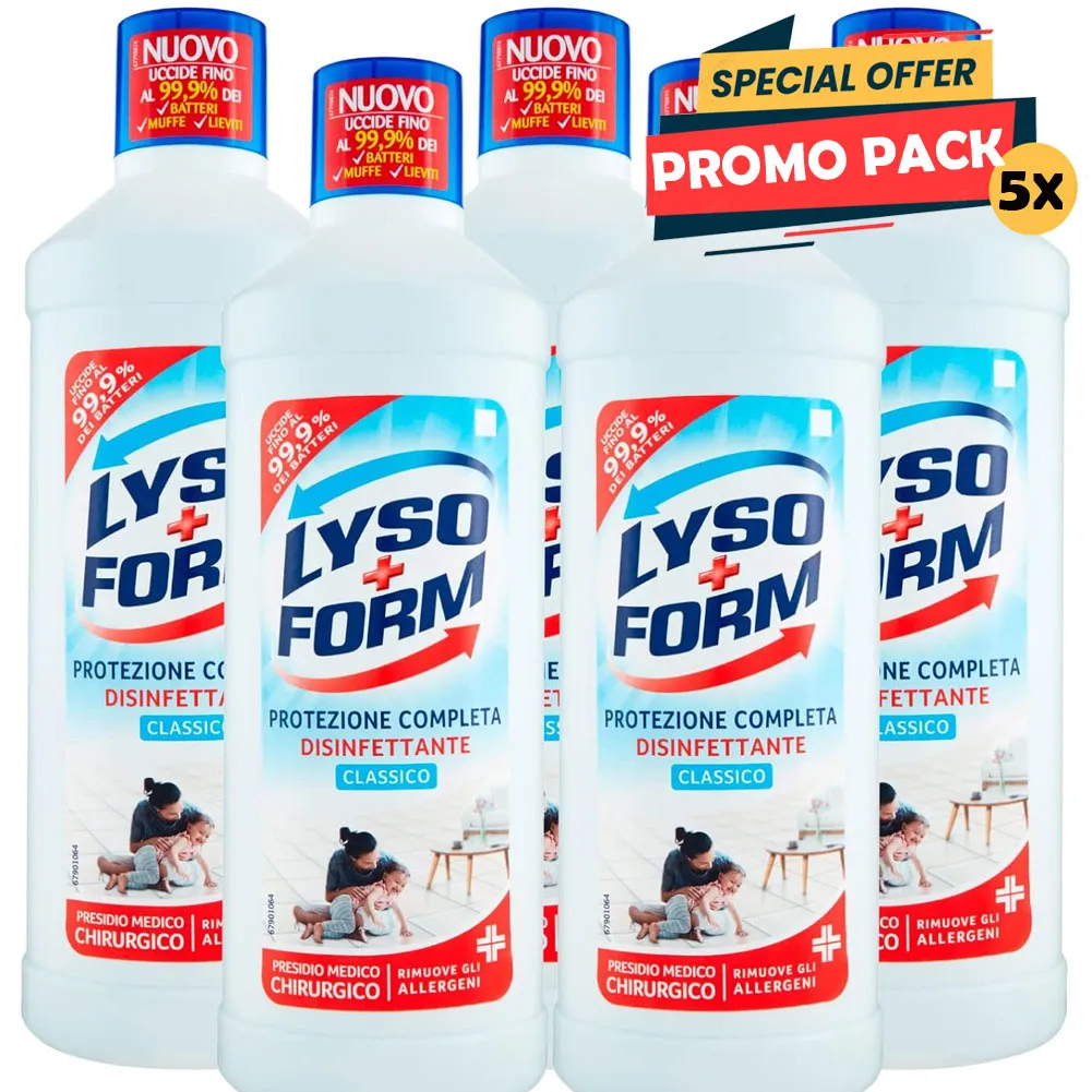 Lysoform Protezione Completa Disinfettante Lava Pavimenti Classico 5 x 1,25Lt (1)