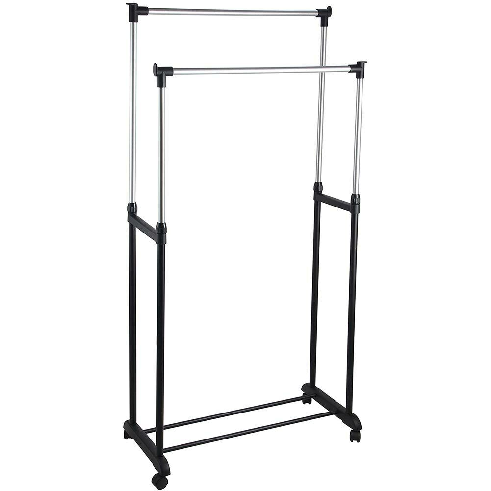 Stand Appendiabiti Allungabile Telescopico Doppio con Ruote 80x43x90/160cm (1)