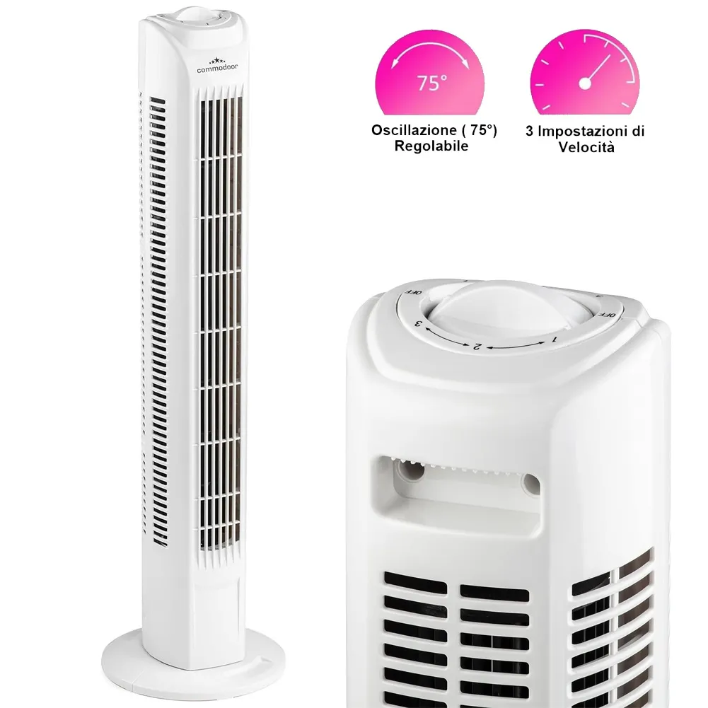 Ventilatore a Torretta Oscillante 45W Alto 78 cm 3 Velocita Colonna Verticale (1)