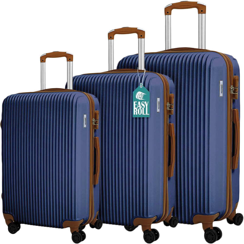 Set 3 Valigie Rigide con Ruote Easy Roll Trolley Bagaglio a Mano Viaggio Blu (1)