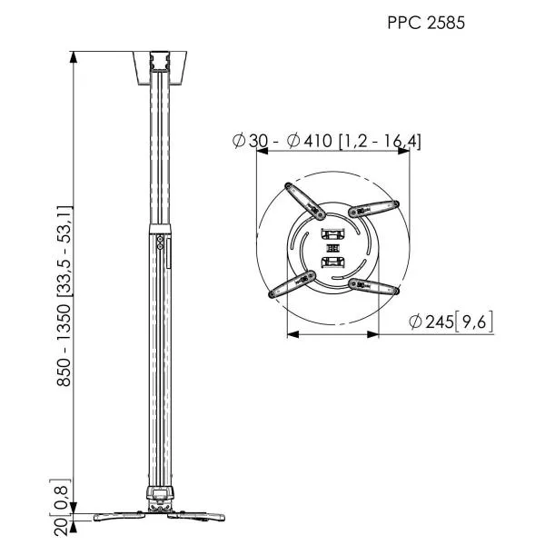 PPC2585 SUPPORTO A SOFFITTO SCOMP