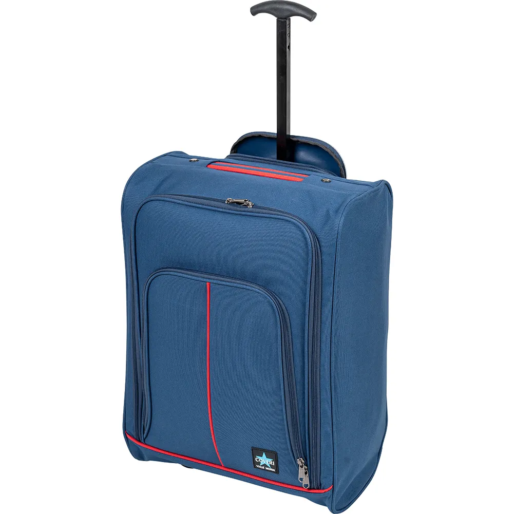 Trolley Cabina Morbido Bagaglio a Mano Blu Navy Maniglia Telescopica 35x20x50 cm (1)