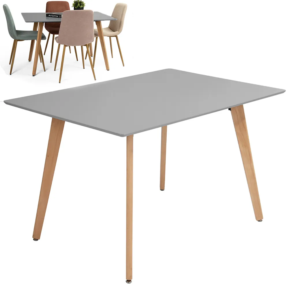 Tavolo da Pranzo Scandinavo Rettangolare in Legno Bianco per Cucina 110x70x75cm (1)