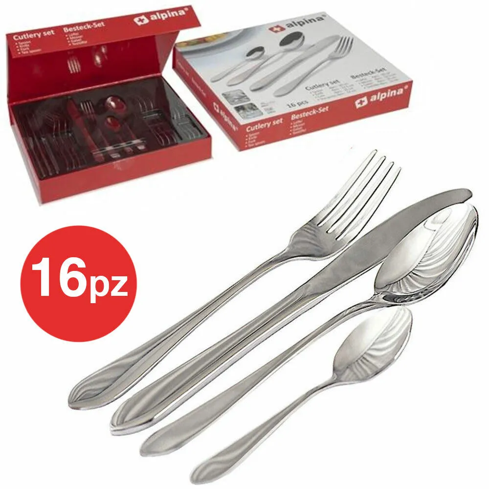 Set Servizio 16 Posate 4 Persone in Acciaio Inox con Forchette Cucchiai Coltelli (1)