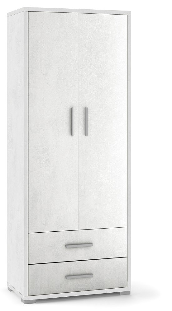 ARMADIO 2 ANTE 2 CASSETTI H182 L71 P41 cm STRUTTURA E FRONTALE BIANCO OSSIDO SARMOG Db359k (1)