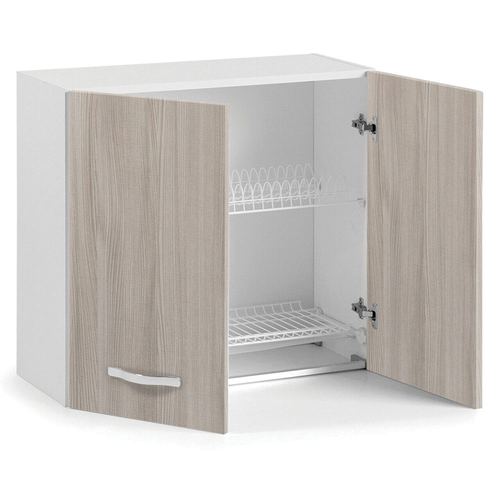 Mobile Pensile Colapiatti Cucina Componibile Raccogli gocce 80x32xH72 Bianco Olmo (1)