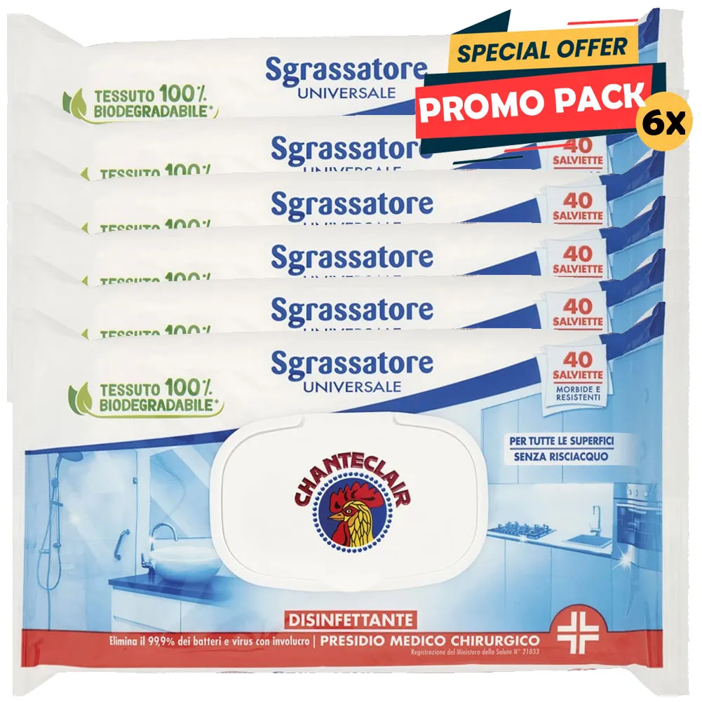 240 x Salviette Detergenti Sgrassanti Chanteclair Promo Pack 6 x 40 Pezzi (1)