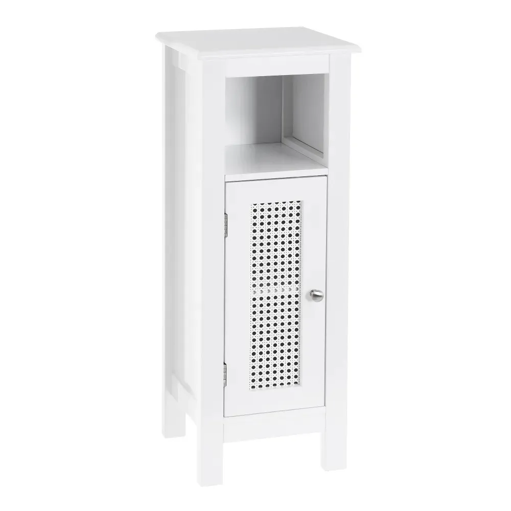 Mobile da bagno a 1 Anta con Griglia Armadio in Legno Colore Bianco 30x28x80H cm (1)